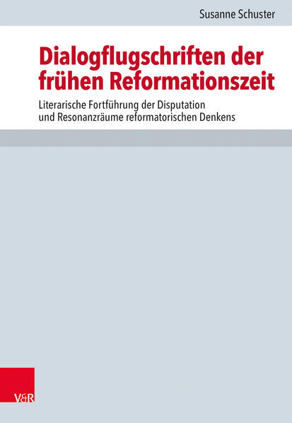 Die Dialogflugschriften der frühen Reformationszeit wurden in der bisherigen kirchengeschichtlichen Forschung nur wenig beachtet. Susanne Schuster erschließt das Corpus der Dialogflugschriften und ordnet die dialogischen Flugschriften in den kommunikativen Kontext der Reformation als Medienereignis ein. Die Autorin beschreibt Dialoge als literarische Fortsetzung der akademischen Disputation und begreift diese damit als Teil der Umformung, den die Disputation in der frühen Reformation bis hin zur städtischen Disputation durchlaufen hat. Die Fiktionalität bot den Dialogen die Möglichkeit, diskursive Welten zu öffnen und variabler als der Traktat zu sein. Auf der theologischen Ebene sind die Dialoge Inanspruchnahme des allgemeinen Priestertums und des Schriftprinzips. Die Dialogflugschriften erscheinen als Resonanzräume reformatorischen Denkens.