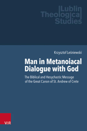 This work is a theological analysis and interpretation of the Great Canon of St Andrew of Crete. The hermeneutic method used in the monograph consists in a comprehensive examination of key Greek concepts and phrases occurring in the analysed hymn in various contexts in which they occur, and on this basis creating a theological-existential synthesis. This method is based on the search for the spiritual and existential meaning of the most important terms and thus refers to the essential assumptions of patristic allegorical exegesis. The hermeneutic analysis of the content of the Great Canon in conjunction with the contextual analysis of the vocabulary used in it was considered the most appropriate, since it is the work of St Andrew of Crete can be compared to a poetic carpet woven from phrases from the Old and New Testament, which are combined with existential confessions and spiritual indications, expressed in Eastern Orthodox hesychastic terms.