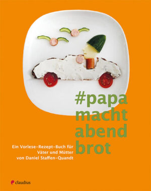 #papamachtabendbrot ist kein Kochbuch. Gekocht werden höchstens einmal Eier. Kreativ sind die 25 Kinderteller zum Abendessen allemal, und eine unschätzbare Inspirationshilfe. Mal mit Kindern, mal für die Kinder. Und die von Daniel Staffen-Quandt gezauberten Tellerbilder helfen auch dabei, Papa und Mama in Ruhe mit am Tisch sitzen und selber etwas essen zu lassen. #papamachtabendbrot ist also ein kreatives Rezeptbuch. Die essbaren Bilder, die hier entstehen, dienen als Anreiz für die Kleinen, auch einmal Gesundes oder Ungewohntes zu essen. Eben zeitgemäße Kinderküche. #papamachtabendbrot ist außerdem ein Vorlesebuch: Jeder Teller bringt eine Geschichte mit. Aus dem Leben der Kinder gegriffen und gut geeignet, als Auftakt vorgelesen zu werden. Damit aus Essen Spaß wird und Essen Freude bringt. Moderne Familien werden dieses Buch lieben!