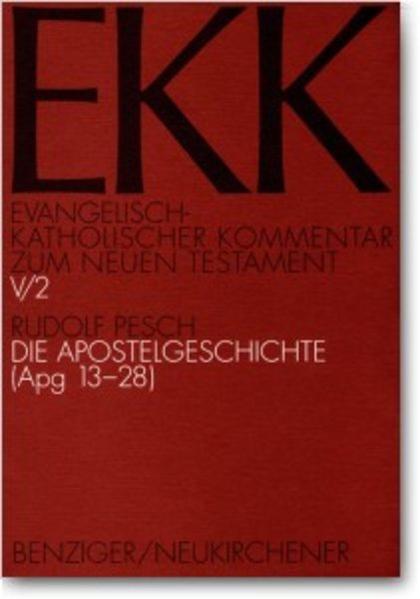 Die Apostelgeschichte hat in der Gegenwart, da nicht nur die Rückfrage nach der tatsächlichen Anfangsgeschichte der Kirche, sondern auch die Frage nach deren Maßgeblichkeit für das gegenwärtige Leben ihrer Gemeinden neu belebt wurde, als das wichtigste geschichtstheologische Dokument des Kanons ihre Wirkung wieder geltend gemacht. Der Auslegung der Apostelgeschichte hat sich die neutestamentliche Forschung seit einiger Zeit mit verstärktem Engagement zugewandt. In dieser Situation setzt der Kommentar von Rudolf Pesch deutliche Akzente: Der überlieferungsgeschichtlichen Sichtung der vom Acta-Verfasser gesammelten und bearbeiteten Tradition wird ebenso starke Aufmerksamkeit geschenkt wie der redaktionskritischen Erfassung der Theologie des zweiten Bandes des lukanischen Doppelwerkes. Die Auslegung der Texte wird nach Möglichkeit bis zur Frage nach der Gegenwartsbedeutung des kanonischen Zeugnisses vorangetrieben