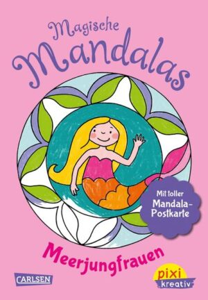 Zauberhafte Mandalas aus der Welt der Meerjungfrauen! Dieses Malbuch enthält einfache Mandala- Motive für Kinder ab 5 Jahren sowie zwei Postkarten zum Ausmalen und Heraustrennen. Wem schickst du magische Grüße? *** Mandalas fördern spielerisch Kreativität, Konzentration und Fantasie. Sie sorgen für Entspannung und lassen Kinder sanft zur Ruhe kommen. Klare Konturen erleichtern dabei das Ausmalen. *** Basteltipp: Die Mandalas ausschneiden und als Anhänger oder Fensterbilder verwenden. *** In dieser Serie enthalten: Magische Tiere Sternenzauber Pferde und Ponys Meerjungfrauen Ricky Waschbär, Pixis bester Freund, präsentiert die Pixi- kreativ- Bücher: malen, basteln, raten, spielen kreativ fördern für zu Hause und unterwegs Pixi kreativ für Kleine mit großen Ideen