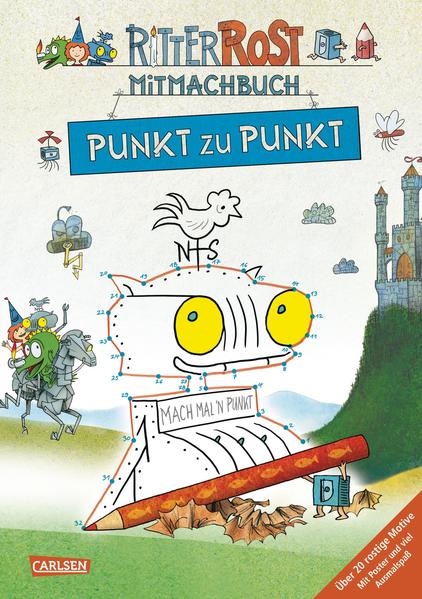 Was gibt's in der Welt von Ritter Rost? Natürlich einen furchtlosen Ritter (zumindest fast), einen stets zu Streichen aufgelegten Drachen und ein heldenhaft mutiges Burgfräulein ... diese und noch viel weitere lustige Motive zeigen sich, wenn die Punkte verbunden werden! Dieses Buch kombiniert spannende Punkterätsel und Ausmalspaß - natürlich mit der bekannten rostigen Portion Humor und Fantasie! Punkt für Punkt entstehen so die schönsten Bilder aus dem Fabelwesenwald. - Der Bilderbuchklassiker zum Malen und Mitmachen - Trainiert die Zahlen von 1 bis 50 - Für Ritter Rost- Fans und alle, die es werden wollen