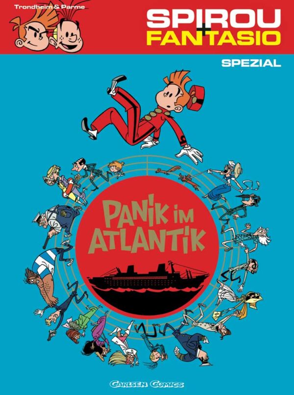 Und ein neuer Spirou-Spezial - diemal von Lewis Trondheim und Fabrice Parme Lewis Trondheim, einer der Stars der aktuellen französischen Comicszene, ist Spirou-Fan. Das hat er schon mit dem neunten Band seiner Serie "Herr Hase" bewiesen, der eine Hommage an diese große Abenteuerserie ist. Gemeinsam mit dem Zeichner Fabrice Parme schickt er nun Spirou und Fantasio auf eine Atlantiküberquerung per Schiff, auf der es jede Menge Abenteuer zu bestehen gilt. Zeichnerisch erinnert dieser Spezialband an Cartoons aus den 60er Jahren, was wunderbar zu der überdrehten Geschichte passt, die Spirou wieder einmal in ein ganz neues Licht setzt.