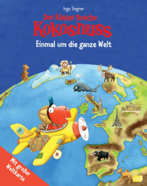 Einmal um die ganze Welt ... mit dem kleinen Drachen Kokosnuss. Das ist die Gelegenheit, auf Weltreise zu gehen!, findet der kleine Drache Kokosnuss, als er ein Flugzeug bekommt. Und was er auf dieser Reise sieht und erlebt, erzählt er allen kleinen Kokosnuss-Fans ab 6 Jahren. Auf 24 Seiten erhalten die Leser erste Informationen über die Erde, Länder, Kontinente, Städte, Landschaften, Meere, Berge und vieles mehr. Echtes Kartenmaterial und Info-Kästen bringen wissbegierigen Schulanfängern fremde Länder und Kulturen näher. Eine große Weltkarte zum Herausnehmen macht diesen Kinderatlas im großen Bilderbuchformat (21 x 27 cm) zum unverzichtbaren Standardwerk für jedes Kinderzimmer. Ausstattung: Mit fbg. Illustrationen