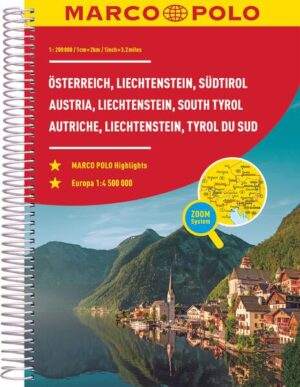 Der MARCO POLO Reiseatlas zeichnet sich durch moderne Kartographie aus und bildet Österreich im optimalen Maßstab 1:200 000 ab, um selbst kleine Orte und kleine Straßen schnell zu finden. Mit Highlights aus Kultur und Natur und landschaftlich schönen Strecken wird dein Roadtrip damit zum echten Erlebnis. Länder- und Reiseinformationen bewahren dich vor dem Knöllchen, und das praktischen Zoom-System bietet von der Europakarte bis zum Stadtplan immer das richtige Kartendetail, sowohl für die Planung als auch während der Fahrt. Sprachen: Deutsch, Englisch, Französisch