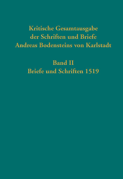 Erste umfassende kritische Edition der Schriften und Briefe Andreas Bodenstein (1486-1541), nach seiner Heimatstadt auch Karlstadt genannt, war neben Martin Luther einer der einflussreichsten protestantischen Theologen in Wittenberg. Er unterstützte als erster den Universitätskollegen Luther innerakademisch wie auch öffentlich, und er war der erste, der sich mit ihm überwarf. Die reformationsgeschichtliche Forschung hat ein ambivalentes Bild von ihm gezeichnet: Während die einen ihn als Verräter an der Sache Luthers betrachteten, sahen andere in ihm eine in die Kreise der Schweizer Reformation und der Wiedertäufer hinein vermittelnde Persönlichkeit. Die auf 9 Bände angelegte Edition wird von Mitarbeitern der Göttinger Akademie der Wissenschaften, der Theologischen Fakultät der Universität Göttingen sowie der Herzog August Bibliothek Wolfenbüttel bearbeitet. Band II umfasst die Werke des Jahres 1519. Die Texte spiegeln eine theologische Entwicklung, die von der Scholastik weg in eine immer stärkere Bindung an die Bibel, die Kirchenväter, unter ihnen in erster Linie an Augustinus, und an das Kreuz Christi führt. Reformationsgeschichtliche Einordnung zentraler historischer Quellen Historisch-kritische Edition der gesamten Überlieferung kirchenhistorisch bedeutender Quellen mit ausführlicher Kommentierung Umfangreiche Einleitungen und historische Kontextualisierung Ausstattung: mit farbigen Abbildungen, 2 ausfaltbaren Extraseiten und Faltblatt in Tasche hinten