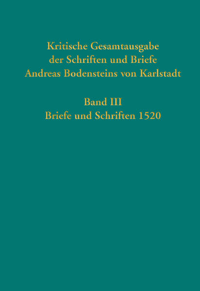 Erste umfassende kritische Edition der Schriften und Briefe Andreas Bodenstein (1486-1541), nach seiner Heimatstadt auch Karlstadt genannt, war neben Martin Luther einer der einflussreichsten protestantischen Theologen in Wittenberg. Er unterstützte als erster den Universitätskollegen Luther innerakademisch wie auch öffentlich, und er war der erste, der sich mit ihm überwarf. Die reformationsgeschichtliche Forschung hat ein ambivalentes Bild von ihm gezeichnet: Während die einen ihn als Verräter an der Sache Luthers betrachteten, sahen andere in ihm eine in die Kreise der Schweizer Reformation und der Wiedertäufer hinein vermittelnde Persönlichkeit. Die auf 9 Bände angelegte Edition wird von Mitarbeitern der Göttinger Akademie der Wissenschaften, der Theologischen Fakultät der Universität Göttingen sowie der Herzog August Bibliothek Wolfenbüttel bearbeitet. Band III präsentiert die literarische Überlieferung Karlstadts aus dem Jahr 1520. Die zunehmend volkssprachlich abgefassten Schriften sind geprägt vom endgültigen Bruch mit der päpstlichen Kirche, vom Ringen um das Verständnis des Gotteswortes, von der Auseinandersetzung mit dem biblischen Kanon und der Frage der Autorität von Heiliger Schrift und Tradition. Reformationsgeschichtliche Einordnung zentraler historischer Quellen Historisch-kritische Edition der gesamten Überlieferung kirchenhistorisch bedeutender Quellen mit ausführlicher Kommentierung Umfangreiche Einleitungen und historische Kontextualisierung