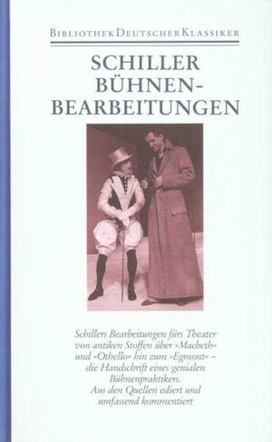 "Ein Weg, die Intentionen eines Großen der Geistesgeschichte kennenzulernen, führt über das Nebenwerk. Schillers dramatische Begabung und Erfahrung veranlaßten Goethe im Frühjahr 1796, ihm den Egmont zur Überarbeitung anzuvertrauen, ein Drama, das als Bühnenstück keinen Anklang gefunden hatte. Bis zu seinem Tod im Jahre 1805 bearbeitete Schiller danach noch weitere neun Stücke für die Bühne. Das Studium dieser Werke zeigt Schillers Fähigkeiten und Absichten nicht nur auf dem Gebiet, wo er schnell arbeiten mußte