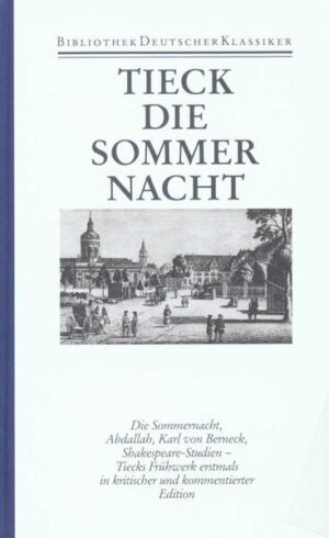 "1789, im Jahr der Französischen Revolution, schrieb Ludwig Tieck seine ersten datierbaren literarischen Texte. In zweifacher Hinsicht ist dieses Frühwerk bemerkenswert: als facettenreicher Spiegel der deutschen Literatur im ausgehenden 18. Jahrhundert und als kräftiger Vorklang von Tiecks zentralen frühromantischen Dichtungen. So bilden sämtliche in diesem Band versammelten Texte eine geistige Einheit, zeigen bereits das für Tieck spezifische Gegen- und Ineinander von rein poetischem Kunstenthusiasmus und begrifflich-rationalistischer Kunstkritik. Noch heute verblüffen die Schnelligkeit und Sicherheit, mit der sich der junge Tieck vom Amateur zum professionellen und bald auch beim Publikum erfolgreichen Autor entwickelt