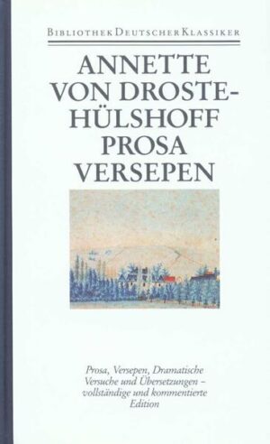 Leben und Werk der Annette von Droste-Hülshoff haben immer wieder Anlaß für vielfältige Verzeichnungen und sentimentale Popularisierungen gegeben. Diese Ausgabe möchte durch die vollständige Präsentation ihrer Werke dazu beitragen, die Bedeutung der Autorin in der deutschen Literaturgeschichte zu würdigen. Ein ausführlicher Kommentar erschließt das Textverständnis und gibt Hinweise zu Überlieferung, Entstehung und Wirkung der einzelnen Werke. Band 2 enthält die Prosawerke, darunter Die Judenbuche, die Versepen, Dramatischen Versuche, Libretti sowie die von der Droste angefertigten Übersetzungen und Übertragungen.