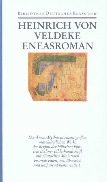 Heinrich von Veldekes Eneasroman wurde in den achtziger Jahren des 12. Jahrhunderts beendet. Mit dem Eneasroman, insbesondere mit der Beschreibung der unerfüllten Leidenschaft zwischen der karthagischen Dido und dem Trojaner Äneas sowie mit dem Gegenstück, der Liebe zwischen Äneas und Livinia, hat Veldeke die höfische Minneideologie stark beeinflußt. Aus Vergils antikem Epos und aus der unmittelbaren französischen Vorlage wurde ein mittelalterlicher Ritterroman. Die homerisch-vergilische Unterwelt wurde zur christlichen Hölle umgebildet, die antike Adelsgesellschaft in die Institution der Vasallität umgeformt. Der Text folgt der Berliner Handschrift aus dem frühen 13. Jahrhundert. Sie wird hier zum ersten Mal mit ihren über siebzig Miniaturen veröffentlicht.