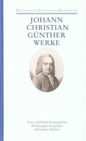 Mit Johann Christian Günther (1695-1723) endet die große schlesische Dichtunstradition des Barock. In dieser Überganszeit zwischen Barock und Aufklärung gelang Günther unter dem Druck kümmerlicher wirtschaftlicher Verhältnisse in zwölf Jahren ein großes, vielseitiges, unverwechselbares Werk, von dem etwa 600 Gedichte. Briefe, Fragmente und ein Schuldrama überliefert sind. Wurde sein zeitgenössischer Ruhm vor allem in seinen repräsentativen Lobgedichten, den Satiren, Studentenliedern und Gelegenheitsgedichten gesehen, gab die bis in unsere Zeit reichende spätere Günther-Rezeption den Liebes- und Klageliedern den Vorzug, die als Zeugnisse eines bürgerlichen Frühsubjektivismus, als geniale Vorläufer der Goetheschen Erlebnislyrik gelesen wurden. Aber Günther war kein Revolutionär, er wußte nur vielerlei Muster und Vorgaben, wie sie schon vor ihm bekannt waren, virtuoser auszuschöpfen als alle Zeitgenossen. Mit dieser Ausgabe, die sich in Umfang, Textauswahl und - überlieferung sowie in der Gliederung grundlegend von den wenigen Vorgängereditionen unterscheidet, wird erstmals eine ausführlich kommentierte Auswahl vorgelegt, die dem Anspruch einer Werkausgabe entspricht.