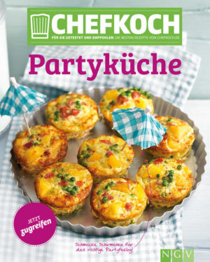 Begeistern Sie Ihre Gäste mit den besten CHEFKOCH-Partyrezepten! - Endlich in Buchform: Die besten CHEFKOCH-Rezepte - Alle Rezepte vielfach getestet und von Nutzern der CHEFKOCH-Website bewertet - Jedes Rezept mit brillantem Farbfoto - Eine unschlagbare Sammlung von neu interpretierten Party-Klassikern und Trendrezepten Egal ob man die nächste Party selbst ausrichtet oder eingeladen ist, etwas zum Buffet beizutragen, die Frage nach schnellen, leckeren Gerichten, die gut gelingen, stellt sich immer. Wer dann auf die Suche geht, findet garantiert das Richtige auf der Plattform CHEFKOCH.de oder im gleichnamigen Magazin. Hier stellen Kochbegeisterte ihre liebsten Rezepte zur Verfügung. Damit Sie bei der nächsten Gelegenheit nicht die Qual der Wahl haben, finden Sie in diesem Buch die besten Partyrezepte aus dieser riesigen Sammlung. Servieren Sie Ihren Gästen kleine Häppchen wie die exotischen Hack-Teigtaschen, eine feine Lachsrolle mit Spinat und Frischkäse oder eine herzhafte Knusper-Quiche. Als leckeres Mitbringsel bieten sich schnelle Pizza-Muffins und ein feuriger Pastasalat an. Oder probieren Sie unwiderstehliche Desserts wie den exotischen Tahiti-Obstsalat und süße Erdbeertaschen.