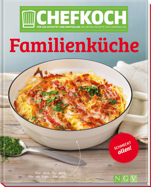 Essen kommen! • Endlich in Buchform: Die besten CHEFKOCH-Familienrezepte • Alle Rezepte vielfach getestet und von Nutzern der CHEFKOCH-Website bewertet • Jedes Rezept mit brillantem Foodfoto Wenn die ganze Familie am Tisch sitzt, muss es allen schmecken, auch den Kleinsten. Da greift man gern zu Schnitzel mit Pommes oder Nudeln mit Tomatensauce, aber Ihre Küche kann so viel mehr. Das beweist die riesige Auswahl an Lieblingsrezepten kochbegeisterter User der Plattform CHEFKOCH.de, von denen die besten ins CHEFKOCH Magazin aufgenommen wurden. Daraus haben wir für Sie eine garantiert familientaugliche Auswahl in diesem Buch zusammengestellt. Erfreuen Sie sich und Ihre Lieben mit selbstgemachten Fischstäbchen, einer Leberkäse-Nudel-Schlemmerpfanne, Sahne-Paprika-Hähnchen oder einem kunterbunten Gemüseauflauf. Zum Nachtisch locken der Familien-Obstsalat, karamellisierte Vanillecreme oder Mousse au chocolat. Da bleibt garantiert nichts übrig!