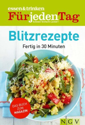 Blitzschnell einfach & lecker kochen! Alltagstaugliche Rezepte, die ohne großen Aufwand zubereitet werden können - dafür steht das Magazin ""essen & trinken Für jeden Tag"". Wenn es dann auch noch schnell geht, umso besser. In unserer kompakten, umfangreichen Rezeptsammlung haben wir für Sie über 250 Rezepte aus dem Archiv des Koch-Magazins zusammengestellt, die alle in nicht mehr als 30 Minuten auf dem Tisch stehen. Ob ein frischer Salat oder eine leckere Vorspeise, schmackhafte Suppen oder abwechslungsreiche Hauptgerichte mit feinen Beilagen - hier werden Sie garantiert fündig, wenn es schnell gehen muss! Auch ein fixes Dessert darf da nicht fehlen. Sparen Sie Zeit am Herd, und genießen Sie dafür umso länger. - Für alle Fans des beliebten Magazins ""essen & trinken Für jeden Tag"": mehr als 250 blitzschnelle Rezepte unter 30 Minuten Zubereitungszeit - Unkomplizierte Rezepte für das tägliche Kochvergnügen, kompetent erprobt und sorgfältig ausgewählt - Jedes Rezept mit brillantem Farbfoto