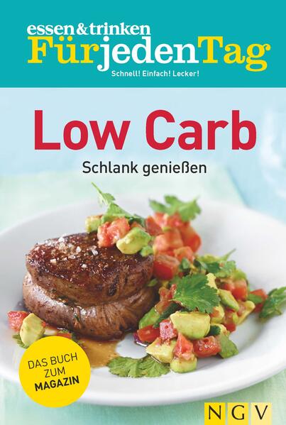 Mit Genuss zur Traumfigur! • Über 215 Low-Carb-Rezepte - Hauptgerichte, Salate, Suppen & Eintöpfe, Snacks & Brote, Süßes • Jedes Rezept mit Farbfoto, erprobt und gelingsicher • Sammelband für Fans des beliebten Pocket-Magazins ESSEN & TRINKEN FÜR JEDEN TAG und solche, die es werden wollen Mit unseren 217 leckeren Low-Carb-Rezepten schaffen Sie es spielend überflüssige Pfunde zu verlieren und Ihr Traumgewicht zu halten. Dazu müssen Sie keine Diät machen oder auf Mahlzeiten verzichten. Das Geheimnis ist nur, möglichst wenig Kohlenhydrate pro Mahlzeit zu sich zu nehmen, vor allem abends. Alle Rezepte in diesem reich bebilderten Kochbuch sind darauf ausgerichtet, sodass Sie nach Lust und Laune Ihre Lieblingsgerichte zusammenstellen können. Wir begleiten Sie durch den Tag mit knusprigen Broten und Brötchen fürs Frühstück, Snacks fürs Büro oder den kleinen Hunger zwischendurch, Salaten, Suppen und Eintöpfen und sehr vielen köstlichen Hauptgerichten. Den süßen Abschluss bilden unsere feinen Desserts und Kuchen, bei denen Sie reuelos schlemmen können. Viele gesunde Zutaten wie Gemüse, eiweißreiche Fleisch- und Fischsorten, Hülsenfrüchte, Nüsse und Sojaprodukte bieten eine ausgewogene Ernährung. So wird Abnehmen zum Kinderspiel! Diese bunte Vielfalt stammt aus der Sammlung des Magazins ESSEN & TRINKEN FÜR JEDEN TAG, das für Genuss und unkomplizierte Rezepte steht. Alle Rezepte in diesem Buch sind sorgfältig ausgewählt und erprobt. So können Sie ganz unbeschwert genießen und sich jeden Tag richtig satt essen ohne Kalorien zu zählen. Wir wünschen Ihnen viel Erfolg auf schlanker Linie!