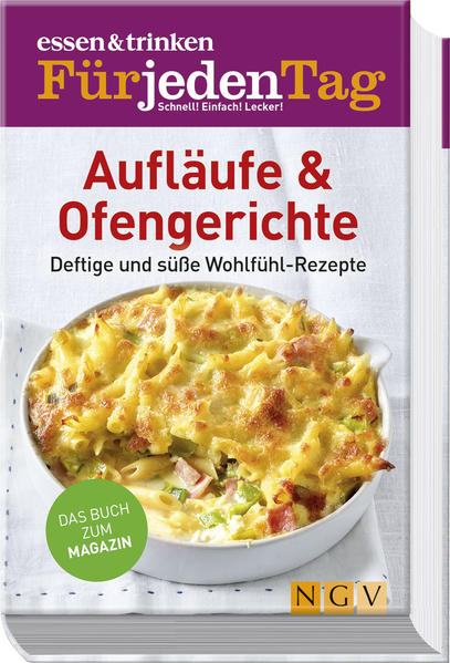 Alles Gute kommt aus dem Ofen! • Über 200 Rezepte für den Ofen: Snacks, Aufläufe & Gratins, Ofengerichte mit Fleisch, mit Fisch, vegetarische Ofengerichte und süße Aufläufe • Jedes Rezept mit Farbfoto, erprobt und gelingsicher • Sammelband für Fans des beliebten Pocket-Magazins ESSEN & TRINKEN FÜR JEDEN TAG und solche, die es werden wollen Ob Soulfood, unkompliziertes Gäste-Essen, zeitsparendes Familienessen oder süßes Highlight für den Nachtisch - Aufläufe und Ofengerichte sind bei jedermann beliebt. In unserem reich bebilderten Kochbuch finden Sie über 200 leckere Rezepte für Aufläufe, Ofengerichte, Snacks und süße Varianten fürs Dessert. Die Zutaten sind einfach und schnell zusammengestellt, und man steht selbst nur wenige Zeit am Herd, um das Gericht zuzubereiten. Den Rest erledigt der Backofen, sodass man sich in der Zwischenzeit Familie und Freunden widmen kann. Vom heißgeliebten Nudelauflauf bis zum trendigen Quinoaauflauf - Fans der gratinierten Kruste kommen hier auf ihre Kosten. Und wenn Gäste kommen, überraschen Sie sie mit edlen Ofenklassikern wie Rinderschmorbraten oder einem original Pulled Pork. Für die süßen Seiten des Lebens empfehlen wir ein Double Chocolate Crumble, Brombeer-Clafoutis oder einen fruchtigen Pfirsichauflauf. Am besten Sie probieren diese köstlichen Wohlfühl-Rezepte gleich aus.