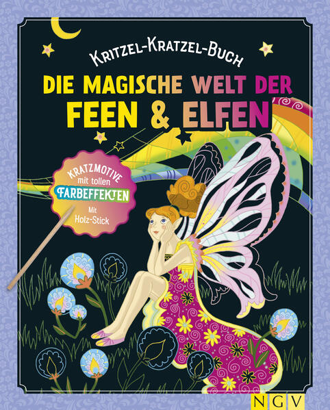 TRÄUME DICH MIT DEINER LIEBLINGSFEE INS REGENBOGENLAND. Tanze zusammen mit Elfen und Schmetterlingen den Blumenreigen. In diesem Kritzel- Kratzel- Buch warten wunderschöne Zauberwesen auf dich. Kratze sie mit deinem Holz- Stick komplett oder nur teilweise frei und zeichne deine eigenen Muster, Linien und Punkte in das Bild. Und wenn’s noch mehr Farbe sein soll, kannst du alle Feen und Elfen mit deinen Buntstiften ausmalen! Alle Kratzbilder mit unterschiedlichen Farbeffekten Extra: mit kreativen Bastelideen für deine Kratzbilder Jedes Kratzbild zum Heraustrennen und Verschenken