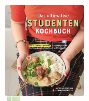 Hunger kennt keine Semesterferien ♦ Einfach, schnell & preiswert: 84 unkomplizierte Gerichte für jeden Geschmack und Geldbeutel ♦ Leckeres Studentenfutter: Power-Snacks, Sattmacher-Suppen, stressfreie Hauptgerichte, Party-Food und süße Nervennahrung ♦ Mit vielen praktischen Tipps: Koch-Basics, Vorratshaltung, Meal Prep, Resteküche & Co. ♦ Anfängergeeignet: Jedes Rezept mit genauer Schritt-für-Schritt-Anleitung und farbigem Rezeptfoto Gesünder als Fast Food, leckerer als in der Mensa, günstiger als Fertiggerichte: Unser Studentenfutter verdient ganz klar die Bestnote! Ob praktische Snacks für die Vorlesungspause, Suppen & Eintöpfe, stressfreie Gerichte für den großen Hunger, Leckeres für die nächste WG-Party oder Süßkram: Für unsere 84 Rezepte braucht man keinen Doktortitel. Alle Gerichte sind kinderleicht zubereitet, schmecken jedem und schonen die WG-Kasse. Ausführliche Schritt-für-Schritt-Anleitungen zu jedem Rezept und zahlreiche Tipps machen das Nachkochen auch für Kochanfänger zum Kinderspiel. Die umfassende Einleitung mit zahlreichen Infos und Tricks zu Vorratshaltung, Meal Prep, Resteküche & Co. sorgt für das notwendige Know-how. Ein Must-have in jeder Studenten-Küche!