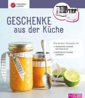 Kulinarische Geschenke mit dem Monsieur Cuisine selbst gemacht -Einfache Rezepte für Monsieur Cuisine édition plus und Monsieur Cuisine connect -Alle Rezepte für beide Maschinen geeignet -Köstliche Geschenke schnell und einfach selbst gemacht Sie brauchen noch ein passendes Geschenk für die nächste Party oder den anstehenden Geburtstag? Mit Ihrer Küchenmaschine Monsieur Cuisine können Sie jetzt jederzeit schnell etwas ganz Persönliches zaubern. Im Handumdrehen mixen Sie einen feinen Sahne-Likör, kochen Chutney oder Limetten-Curd und stellen duftende Gewürzmischungen her. Schnell und mühelos gelingen mit Ihrem Monsieur Cuisine auch die Teige für Swirl-Cookies, Cantuccini und Parmesanplätzchen. Und verboten lecker sind unser Blaubeerkonfekt und die Karamelltoffees. Ob kulinarisches Mitbringsel, individuelles Dankeschön, leckeres Partyfood oder süße Kleinigkeit - unsere Rezeptsammlung hält zahlreiche Ideen für hausgemachte Köstlichkeiten bereit, mit denen Sie Freunde, Familie, Gäste und Kollegen beeindrucken können