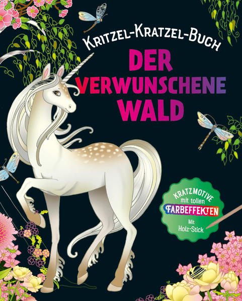 Märchenhafter Kritzel- Kratzel- Spaß • 12 zauberhafte Kratzbilder mit bunten Farbeffekten • Kreative Extraseiten: Tolle Bastelideen für deine Kratzbilder • Jedes Kratzbild auch zum Heraustrennen und Verschenken • Für Mädchen und Jungen ab 7 Jahren Entferne mit dem Holz- Stick die schwarze Schicht und begegne Feen, Einhörnern und zauberhaften Waldgeistern. Die fantastischen Bewohner des Waldes entführen dich in eine wunderbare Märchenwelt. Kratze die Figuren komplett oder nur teilweise aus und zeichne deine eigenen Muster, Linien und Punkte in das Bild. Mit deinen Buntstiften kannst du außerdem tolle Mandalas ausmalen. Das ganze Buch ist freigekratzt? Dann lerne auf den Kreativseiten, wie du eigenes Kratzpapier herstellst. Wir zeigen dir, wie es geht! Auf die Stifte, fertig und losgekratzt! Achtung: Nicht für Kinder unter 3 Jahren geeignet. Erstickungsgefahr wegen verschluckbarer Kleinteile