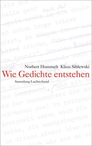 Ein Grundlagenwerk über das Entstehen von Gedichten Von der Einrichtung der Arbeitswerkstatt, den ersten poetischen Eingebungen über das Entwerfen und schließlich das Schreiben von Gedichten wird aus der Sicht des Autors Norbert Hummelt und der des Lektors Klaus Siblewski auf alle wichtigen Aspekte eingegangen, die beim Schreiben von Gedichten eine entscheidende Rolle spielen. Dieses Buch ist das erste in seiner Art zu einem Thema, das nicht nur Autoren interessiert, sondern alle Literatur- und Lyrikliebhaber.