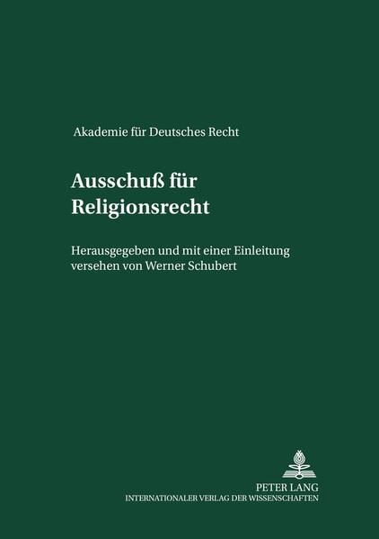 Der Ausschuß für Religionsrecht wurde 1938 auf Anregung von Joseph Roth, dem Leiter der katholischen Abteilung des Reichskirchenministeriums, und unter dem Vorsitz des Ministerialrats im preuß. Finanzministerium Karl Heinrich Meyer begründet. Der Ausschuß sollte die Aufgabe haben, die «wenigen nicht gebundenen Kirchenrechtslehrer und Kenner des kanonischen Rechts auf dem Boden des Nationalsozialismus zusammenzuführen», «junge nationalsozialistische Juristen für Kirchenrecht und Kirchenpolitik zu interessieren», durch wissenschaftliche Arbeiten die nationalsozialistische Kirchenpolitik zu unterstützen und «den Kanonisten und Kurialisten zu entgegnen». In Wirklichkeit leistete der Ausschuß-auf der Basis des bestehenden nationalsozialistischen Staates-eine ernsthafte wissenschaftliche Durchdringung der von ihm behandelten Rechtsgebiete. Aus diesem Grund wurde der Ausschuß in der kurzen Zeit seines Bestehens und noch darüber hinaus zum Mittelpunkt der Wissenschaft vom Staatskirchenrecht im Dritten Reich. Zurückzuführen ist dies vor allem auf die Kirchenrechtler Hans Barion, Ernst Forsthoff, Johannes Heckel und Werner Weber, aber auch auf Beamte des Reichskirchenministeriums wie Erich Ruppel, Julius Stahn, Leiter der Ev. Ministerialabteilung, und Albrecht Stalmann.