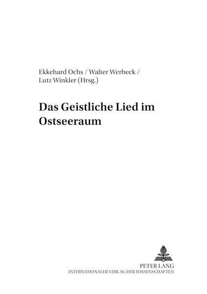 Der Begriff Geistliches Lied umfasst ein weitgespanntes Bedeutungsfeld. Einstimmiges Kirchenlied, Andachtslied, geistliches Volkslied und mehrstimmiges Chorlied sind im engeren Sinne zu subsumieren. Im weiteren Sinne kommen vokale bzw. instrumentale Liedbearbeitung ebenso wie Liedbegleitung hinzu. Geht es schließlich um das Geistliche Lied im Ostseeraum, ist darüber hinaus nach den Wegen der Überlieferung und Aneignung sowie den spezifischen Ausprägungen innerhalb der Musica Baltica zu fragen. Texte zu all den genannten Aspekten des Geistlichen Liedes sind in diesem Band versammelt. Es handelt sich um Referate und Vorträge, die im September 2000 im Rahmen des internationalen Kongresses Geistliches Lied im Ostseeraum zwischen Reformation und 1900 in Greifswald bzw. Lubmin gehalten wurden. Der Band dokumentiert damit, wie viele seiner Vorgänger innerhalb der Greifswalder Beiträge zur Musikwissenschaft, den Forschungsschwerpunkt Musica Baltica am Greifswalder Institut für Kirchenmusik und Musikwissenschaft.