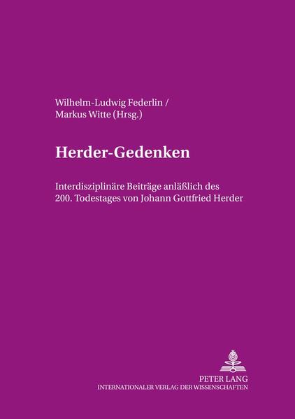 Der Band bietet elf interdisziplinäre Beiträge zum Leben und Werk Johann Gottfried Herders, die im wesentlichen auf ein im Jahr 2003 an der Universität Frankfurt am Main durchgeführtes Symposion anläßlich des 200. Todestages von Herder zurückgehen. Im einzelnen wird der Bedeutung von Herder als Literaturwissenschaftler und Kirchenführer, als Bibelwissenschaftler und Religionsgeschichtler, als Sprachforscher und Philosoph nachgegangen. Hinzu kommen Darstellungen zu den geistesgeschichtlichen Hintergründen des Werks von Herder und zu Aspekten der Rezeptions- und der Wirkungsgeschichte. So entsteht in den Essays von Ramón Aguirre und Barbara Schnetzler, Claus Arnold, Myriam Bienenstock, Karl Dienst, Wilhelm-Ludwig Federlin, Makoto Hamada, Wolfgang Herrmann, János Rathmann, Edmund Weber, Markus Witte und Markus Wriedt ein farbenfrohes Mosaik des Universalgelehrten, das die Auseinandersetzung mit dessen vielgestaltigen Impulsen auf nahezu alle Bereiche der Geistes- und Kulturwissenschaften im Bewußtsein halten möchte.