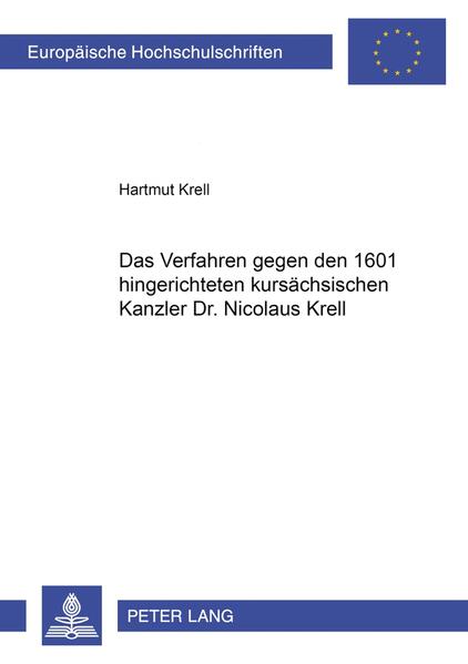 Mit dieser Arbeit ist das zehnjährige Verfahren gegen den kursächsischen Kanzler Dr. Nicolaus Krell ausführlich dargestellt worden, welches letztlich 1601 zu dessen Hinrichtung führte. Ausgewertet wurden hierfür hunderte, teilweise verstreute, Archivalien sowie frühere Veröffentlichungen. Ausführungen u. a. zu den damaligen konfessionellen und rechtlichen Gegebenheiten, über verwandtschaftliche Beziehungen Nicolaus Krells, zu seiner zehnjährigen Haft auf der Festung Königstein sowie über Krells Gönner und Gegner runden die Arbeit ab. Als Anlagen sind u. a. eine Übersicht zum Verfahren sowie Kopien wichtiger Quellen und zeitgenössischer Darstellungen beigefügt.