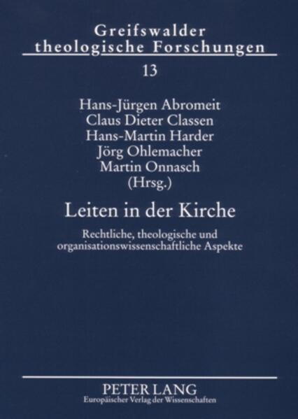 Auf allen Ebenen kirchlicher Organisation stellen sich Fragen der Leitung. Diese können nur auf der Basis einer ehrlichen Analyse des Ist-Standes der kirchlichen Wirklichkeit unter klar definierten Zielsetzungen und im Einvernehmen der Leitenden mit den Kirchenmitgliedern zu einer angemessenen Weiterentwicklung von Gemeinden und Kirchen bearbeitet werden. Längst ist deutlich, dass binnenkirchliche Verfahren und Modelle der Ergänzung durch Einsichten der Sozialwissenschaften bedürfen. Diesem Problemkreis haben sich die Referenten des Dritten Greifswalder Symposiums «Staat und Kirche» gestellt. Theologen, Juristen und Sozialwissenschaftler präsentieren den Stand der bisher erreichten Diskussion. Einen besonderen Akzent bringen die ökumenischen Einsichten aus England und Schweden.