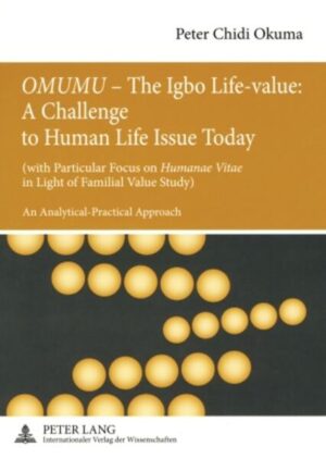 In 1998 a group of scholars with Catholic, Anglican and Jewish background gathered at a symposium to review Humanae vitae 30 years after its publication. On the 40-year anniversary of Humanae vitae in 2008, the issues raised in that controversial encyclical letter still border and affect humans especially in the light of modern scientific and biotechnological development. This book is a contribution to that debate in the sense of being unbiased and from an African perspective meant to balance the «sense and insensibilities» from both polarities of the world. It is an X-ray through a hermeneutical-anthropological «Weltanschauung» (worldview) of the Igbo of Southeastern Nigeria.