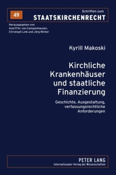 Die Arbeit beschäftigt sich mit der staatlichen Finanzierung kirchlicher Krankenhäuser. Die Einbindung kirchlicher Krankenhäuser in das heutige System der Krankenhausfinanzierung wird dabei ebenso dargestellt wie die historische Entwicklung von der Antike bis heute. In einem analytischen Teil werden die Anforderungen untersucht, die das Grundgesetz an die staatliche Finanzierung stellt. Darf der Staat überhaupt kirchliche Krankenhäuser finanzieren und wie müssen die Finanzierungsregelungen ausgestaltet sein? Muss der Staat kirchliche Krankenhäuser nicht sogar besonders fördern oder zumindest ihre Bedürfnisse besonders berücksichtigen?