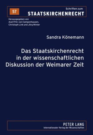 Die Entstehung der Art. 135 ff. WRV war von dem Bestreben geprägt, die Interessen unterschiedlicher politischer und gesellschaftlicher Gruppen zu befriedigen. Als Resultat erhielten die Normen weitgehend den Charakter eines Kompromisses, der zugleich zahlreiche Fragen offenließ. Diese Arbeit untersucht, wie die kirchenpolitischen Normen in der wissenschaftlichen Literatur der Weimarer Zeit rezipiert wurden, zunächst anhand der Werke einiger bedeutender Juristenpersönlichkeiten, u. a. Wilhelm Kahl und Godehard Josef Ebers. Dabei wird jeweils auch der Frage nachgegangen, inwiefern die Betrachtung variiert, je nachdem, von welcher persönlichen Warte aus-etwa in politischer oder religiöser Hinsicht-ein Autor argumentiert. Im weiteren Verlauf der Arbeit wird der Blick auf die übrige Literatur gerichtet.