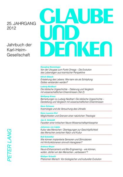 Karl Heim (1874-1958) prägte als Theologe an den Universitäten Halle, Münster und seit 1920 in Tübingen sowie von 1920 bis 1948 als Frühprediger an der Tübinger Stiftskirche Generationen von Pfarrern. Unter seinen Zuhörern befanden sich auch viele Nicht-Theologen, denn Karl Heim konnte einerseits komplizierte naturwissenschaftliche Sachverhalte erstaunlich einfach und doch zutreffend elementarisieren und andererseits den christlichen Glauben mit diesen Ergebnissen in einen fruchtbaren Dialog bringen. Der 25. Jahrgang dieses Jahrbuches behandelt zum einen das Verhältnis von Evolution und Schöpfung, zum anderen wird die letztjährige Jahrestagung zum Thema «Zwischen Mensch und Maschine? Neuro- und Biotechnologie auf der Suche nach dem ‘optimierten’ Menschen» dokumentiert. Auch mit diesem Jahrbuch wird die bleibende Bedeutung der Theologie Karl Heims für eine dialogfähige Theologie im 21. Jahrhundert deutlich.