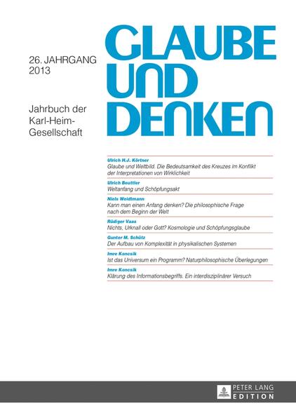 Karl Heim (1874-1958) prägte als Theologe an den Universitäten Halle, Münster und seit 1920 in Tübingen Generationen von Pfarrern. Unter seinen Zuhörern befanden sich auch viele Nicht-Theologen, weil er komplizierte naturwissenschaftliche Sachverhalte zutreffend elementarisieren und zugleich den christlichen Glauben mit diesen Ergebnissen in einen fruchtbaren Dialog bringen konnte. Der 26. Jahrgang dieses Jahrbuchs widmet sich insbesondere dem Verhältnis von Weltanfang und Schöpfungsglauben sowie der (natur-)philosophischen Interpretation von physikalischen Theorien. Es möchte im Sinne Karl Heims zu einer biblisch-christlichen Orientierung in einer technisch-naturwissenschaftlich geprägten Welt anleiten. Volume 26 of the yearbook of the German Karl Heim Society presents a variety of articles concerning the dialogue between theology and the natural sciences. The authors want to show the enduring significance of Karl Heim’s insistence on the dialogue between theology and the natural sciences, and to further the intention of the Karl Heim Society to present a biblical Christian orientation in a world shaped by technology and sciences. Though the contributions are in German, an extensive summary in English is appended to each of them.