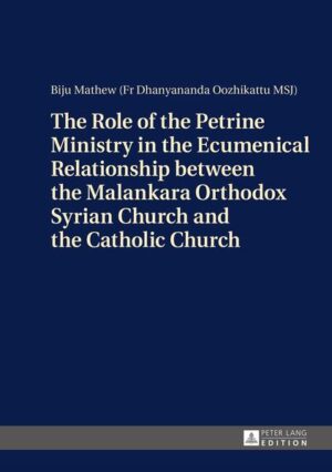 This work deals with the role of the Petrine ministry in the ecumenical relationship between the Malankara Orthodox Syrian Church and the Catholic Church. The Malankara Orthodox Syrian Church traces her origin to the Church of St Thomas Christians, founded by St Thomas, the Apostle who reached the south Indian state of Kerala in 52 AD. The book explores the Ecclesiologies of the Malankara Orthodox Syrian Church, the St Thomas Christians of India and the Catholic Church from a dogmatic-juridical-historical perspective. The author tries to mediate between the two Churches in order to support them in the reviewing process of their history and Ecclesiology and re-establishing the unity for which Jesus Christ prayed: «Holy father, protect them in your name that you have given me, so that they may be one, as we are one» (Jn 17, 11). The author in his role as mediator makes a few suggestions for solving the problems related to the concept of the Petrine ministry on a universal level in the light of the Communion Ecclesiology of Vatican II, the studies of the various unofficial ecumenical dialogue commissions and the analysis of the experience of the Syro Malabar Church, one of the 22 sui iuris Churches in the Catholic Church.