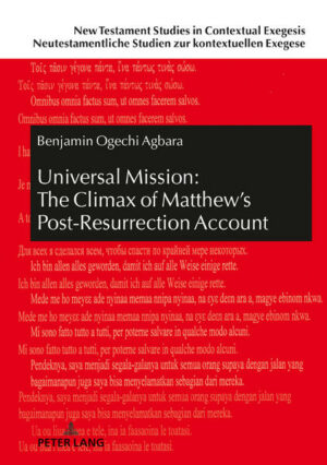 The work is based on the last command of the risen Jesus to his disciples in Matthew’s account of the events that followed the resurrection of Jesus. The command is: «Make disciples of all nations». The command reverses the initial restriction of the disciples to only the lost sheep of the house of Israel. The work presents the command as the climax of Matthew’s post-resurrection account, which is told in four scenes and each of the scenes contains a command. The last command sanctions the mission to the Gentiles without ending the mission to Israel. Making disciples involves baptism to increase the number of Christians (Church growth) and teaching to increase adherence to the teachings of Jesus (Church life).