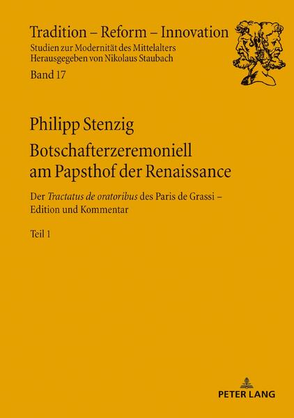 Der Tractatus de oratoribus des päpstlichen Zeremonienmeisters Paris de Grassi († 1528) liegt nun erstmals im Druck vor. In dieser umfassenden Monographie behandelt der Magister aus Bologna das Zeremoniell der Huldigungsgesandtschaften, die zu Beginn eines jeden Pontifikates in der Ewigen Stadt eintrafen-das Geleit, mit dem die Gäste vor den Toren der Stadt empfangen und zu ihrer römischen Unterkunft geführt wurden, und den eigentlichen Huldigungsakt vor dem Papst und den Kardinälen im Consistorium. Ausdrücklich geht es dabei um die Frage nach der Souveränität der repräsentierten Fürsten als Kriterium für das Zeremoniell. Der hier präsentierte Text greift das 1488 von Agostino Patrizi vollendete Ceremoniale Romanae Curiae auf, über Jahrhunderte hat er das Botschafterprotokoll der Kurie normiert.