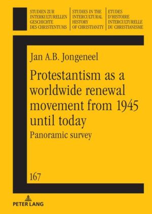 The volume deals with the witness and the service of Protestants and Protestant churches in all nations and contexts and sketches Protestantism as a global renewal movement. It is active in the setting of all 171 nations with a non-Protestant religious or secular majority, and in the 28 Protestant majority nations. Protestantism wants to make all people 'mature' and all societies 'responsible.' It made the Bible the most translated book on earth and provided more songs and hymns than any other religion or movement. About 10 % of the world population is Protestant. But the impact of Protestantism on world culture is larger than 10 %. The book highlights the significance of Protestant Noble Peace Prize winners and martyrs. Billy Graham, Martin Luther King, Desmond Tutu and Nelson Mandela are the most influential Protestants in the post-war period. Protestants dream of a universal language, a universal statement of faith, and a universal hymn.