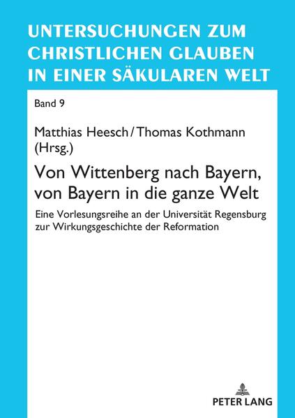 Die Wirkungsgeschichte der Wittenberger Reformation in Bayern und von dort aus nach Nordamerika und in den Pazifik und den Ostasiatischen Raum wird im vorliegenden Band punktuell dargestellt: Während Altbayern sich weitgehend der Reformation verschloss, wie Luthers Ingolstädter Gegenspieler Johannes Eck bezeugt, ist der Einfluss Wittenbergs im heutigen Bayern deutlich zu spüren. Durch Luthers Erziehungsgedanken, durch die selektive Rezeption Luthers bei Wilhelm Löhe, einem der Gründerväter des Luthertums in den USA und Wegbereiter der weltweiten Mission, oder durch die Erlanger Theologie Werner Elerts. Historisch gesehen haben Nürnberg (mit Melanchthon) und Regensburg (mit Nikolaus Gallus und dem Reformationsaltar) den Wittenbergern viel zu verdanken. Selbst die Frauenordination ist vom reformatorischen Priestertum aller Gläubigen her beeinflusst.