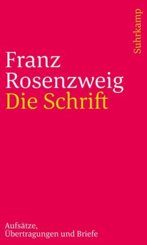 In diesen Aufsätzen äußert sich der jüdische Philosoph und Theologe Franz Rosenzweig vor allem über drei Gebiete: 1. Über die »Schrift«, das heißt die jüdische Bibel, das Alte Testament der Christenheit, in ihrer Sprachgewalt, ihrem dieser Gestalt einverleibten Inhalt, ihrer geschichtlich einmaligen Aussage und ihrer übergeschichtlichen ewigen Bedeutung, über die Art von Glaubwürdigkeit, die sie, jenseits ernstzunehmender »Bibelkritik«, besitzt. 2. Über das zwischen den Menschen und zwischen den Völkern eine so prominente und so problematische Rolle spielende Phänomen der Interpretation, der Übersetzung oder Übertragung von Sprache zu Sprache, von »Terminologie« zu Terminologie. Eingeschlossen sind Proben aus Rosenzweigs eigener Praxis als Übersetzer und Kommentator. 3. Über das »neue Denken«, das schon während des Ersten Weltkriegs bei Rosenzweig etwa gleichzeitig mit Ferdinand Ebner und Martin Buber einsetzte-im »Stern der Erlösung« erstmals gipfelte-und später als sogenannter existenz-philosophischer Publikumserfolg Lehrstuhlpräsentation errang. Darüber hinaus werden seine Beiträge zur jüdischen Renaissance speziell auf dem Gebiet des Erwachsenenbildungswesens durch einzelne grundlegende Texte dokumentiert.