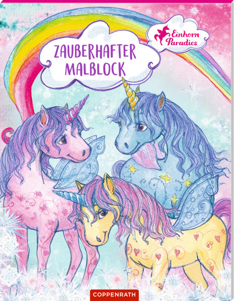 Dieser Malblock steckt voller wunderschöner Motive für Einhorn- Fans. 24 zauberhafte Bilder brauchen nur noch etwas Farbe!