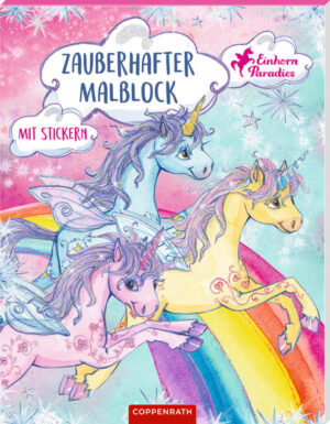 In diesem Malblock finden Einhorn- Fans 24 hübsche Ausmalmotive und eine Seite mit zauberhaften Stickern.