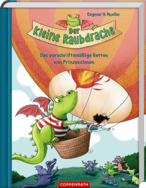 Feuer, Qualm und Schuppendreck der kleine Raubdrache hebt ab Etwas Unvorstellbares ist geschehen: Prinzessin Caramella, die allererste vom kleinen Drachen selbst geraubte Prinzessin, die nicht befreit werden, sondern Ferien im Drachendorf machen wollte (Feuer, Qualm und Urlaubsspeck!) diese Prinzessin hat Heimweh! Deshalb hat sie beschlossen, wieder nach Hause in ihr Königsschloss zu reisen. Aber nicht ohne ihren Drachen ... Wie, der kleine Drache soll Schlossdrache werden? Schoßdrache etwa?! Nee, nee und nee. Aber heil nach Hause bringen, das wird er Caramella natürlich. Ein Drache, ein Wort. Ein schneller Flug hin, ein noch schnellerer zurück. Wie schwer kann das schon sein? Ein neues Raubdrachen- Abenteuer zum Vorlesen von Dagmar H. Mueller die jedes Klischee mit herrlicher Komik auf die Schippe nimmt. Mit vielen frechen Illustrationen von Sabine Rothmund.