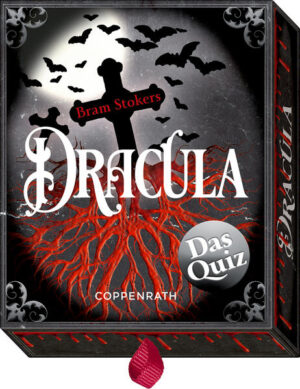 Wie hieß Bram Stokers erster Roman? Woher stammt Draculas Name? Und womit versiegelt Dr. van Helsing Lucys Gruft? Rätseln Sie sich in 40 spannenden Fragen durch die gruselige Welt von Bram Stoker und seinem berühmten Roman Dracula! Das Quiz zu einem der großen Klassiker der Weltliteratur, der das Bild des Vampirs bis in heutige Zeit prägt. 40 spannende Quizfragen aus der faszinierenden Welt des Klassikers Das perfekte Geschenk für alle Vampir- Fans Alleine oder in beliebig großen Gruppen spielbar