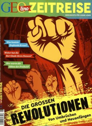 In dieser Auusgabe geht GEOlino Zeitreise auf die Barrikade: Es dreht sich alles um Unruhen, Umstürze, Neuanfänge - um revolutionen eben, also radikale Veränderungen der bestehenden Ordnung. Wir erklären unter anderem, warum Franzosen ihren König köpften. Erzählen, wie ein Mann namens Lenin im Oktober 1917 die Welt veränderte. Und ergründen, wieso der kubanische Rebellenführer Che Guevara bis heute wie ein Popstar gefeiert wird.