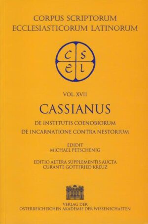 Iohannes Cassianus: De institutis coenibiorum et de octo principalium vitiorum remediis, De incarnatione Domini contra Nestorium. Ed. M. Petschenig 1988. Editio altera supplementis aucta curante G. Kreuz 2004. // Der in Gallien beheimatete Presbyter Johannes Cassianus (ca. 360-430) ist mit seinen vielgelesenen Werken De institutis coenobiorum sowie Collationes nicht nur einer der wichtigsten Zeugen des frühen Mönchtums, sondern nimmt auch dank seiner jahrelangen Aufenthalte in verschiedenen Klöstern Ägyptens und Palästinas in einzigartiger Weise eine Vermittlerrolle zwischen den unterschiedlichen monastischen Entwicklungen des griechischen Ostens und des lateinischen Westens ein: Sein Einfluß etwa auf die Regula Benedicti ist kaum zu überschätzen. Das weniger bekannte Werk De incarnatione contra Nestorium wiederum ist eine Hauptquelle für unsere Kenntnis der Schriften des Nestorius. Die Edition aller drei Werke durch Michael Petschenig 1886 (CSEL 13) und 1888 (CSEL 17) wurde seit ihrem Erscheinen zu Recht als hervorragende editorische Leistung gelobt und nahezu unverändert auch in neuere Ausgaben übernommen. Der nun vorliegende Neudruck beider Bände bringt Prolegomena, Text und Apparat Petschenigs in unveränderter Form, wohingegen die Indices durch Streichung heute obsoleter Elemente ebenso wie durch Hinzufügung einer großen Anzahl von Addenda insbesondere im Bereich der Similienstellen sowie durch Aufteilung auf die beiden Bände völlig neu und, wie zu hoffen ist, benutzerfreundlicher gestaltet werden konnten.