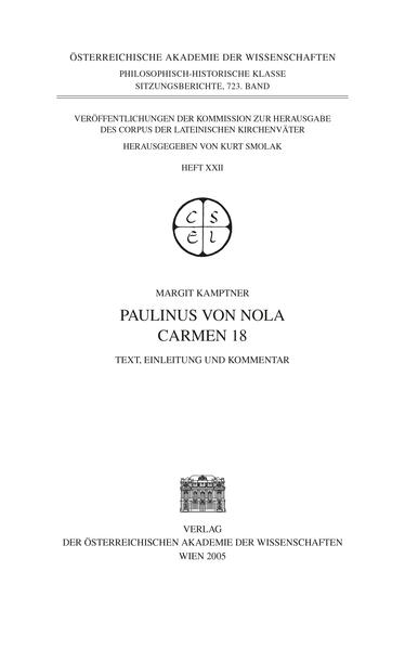 The Carmina natalicia of Paulinus of Nola is, from the fourth poem (c. 15 as based on the numbering in the collected poetical oeuvre in CSEL 30), devoted to the life and deeds of S. Felix of Nola. Within this metrical biography, c. 18 (the sixth poem of the Carmina natalicia) holds a key position, marking the transition from the Saint’s earthly to heavenly existence and his miraculous powers: in two sections of more or less equal length, Paulinus first focuses on Felix’s funeral and his heavenly ascent, and then recounts an exemplary miracle performed by the saint after his death. The present commentary offers a detailed analysis of this poem in view of its linguistic, stylistic, poetic and historical literary aspects. Attention has been given to an analysis of Paulinus’ use of classical, biblical and patristic sources and models, as well as his adaptation of traditional literary genres. This is followed by an explanation of the poem in its entirety as well as its position within the context of the Carmina natalicia.