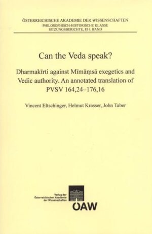 The present volume provides an annotated English translation of the last section of Dharmakirti’s Prama?avarttikasvav?tti (PVSV 164,24-176,16, ad stanzas 1.312-340), which includes his final assault on the Mima?sa doctrine of the authorlessness (apauru?eyatva) of the Veda. Dharmakirti draws out the apparently fatal consequences of this doctrine: If the Vedic scriptures are without an author, hence without an underlying intention, they can only be meaningless. Even if they have a meaning, it must be supersensible. But then, claiming that the leading Mima?saka authorities-Jaimini, Sabara-possessed privileged cognitive access to its supersensible meaning is not an option, since the Mima?saka denies that humans have any supernatural form of knowledge. In short, Dharmakirti forces his opponent to admit that the Veda is nothing but a mutus liber, a “mute book.” Besides questioning the very possibility of Vedic hermeneutics under Mima?saka presuppositions, the passage translated contains interesting allusions to Dharmakirti’s linguistic theory, his views on scriptural authority, his critique of the Veda’s reliability, and his understanding of the transmission of the Veda and Vedic sakhas (“schools”, “recensions”). The section includes Dharmakirti’s polemics against a mysterious v?ddhamima?saka (“ancient Mima?saka”). An introduction (pp. 7-21: “The Place of PVSV 164,24-176,16 in the work of Dharmakirti,” by V. Eltschinger), a synopsis of contents (pp. 23-30) and two independent essays round off the volume. H. Krasser’s “Logic in a Religious Context: Dharmakirti in Defence of agama” (pp. 83-118) sheds new light on Dharmakirti’s conception of scriptural authority and its indebtedness to Dignaga. J. Taber’s “Dharmakirti and the Mima?sakas in Conflict” (pp. 119-149) explores the guiding principles of the Mima?sa system of exegesis and assesses the relevance of Dharmakirti’s arguments against it. A general bibliography and various indices complete the volume.